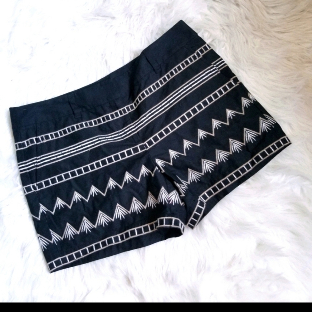 LOFT Black Embroidered Shorts